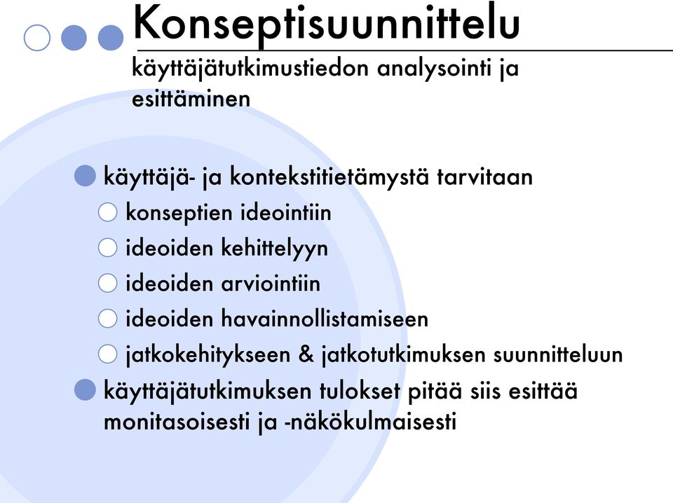 arviointiin ideoiden havainnollistamiseen jatkokehitykseen & jatkotutkimuksen