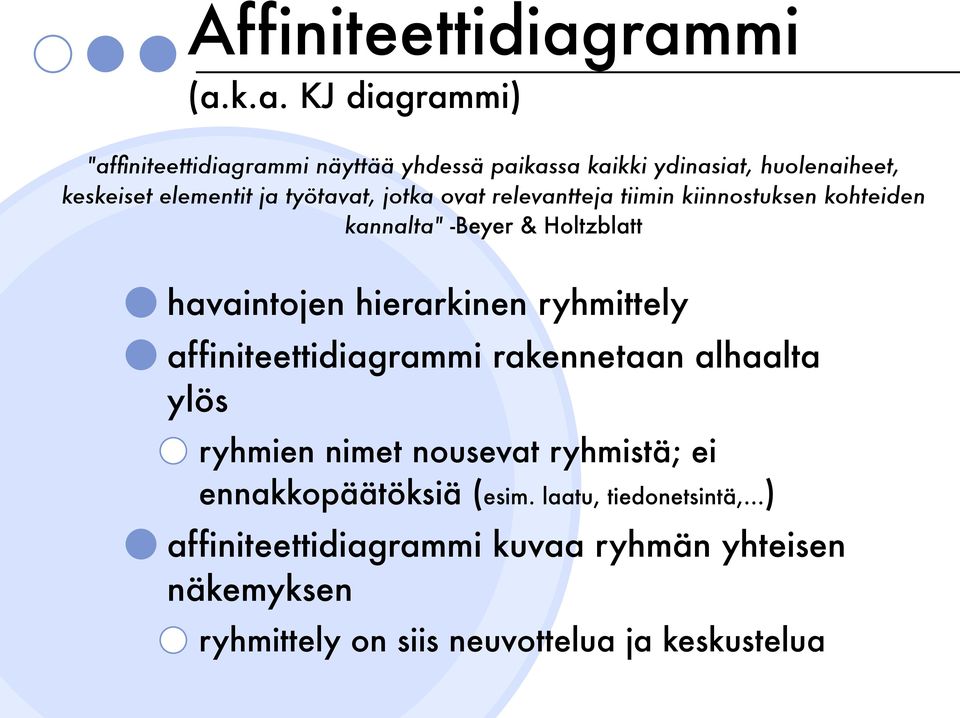 ja työtavat, jotka ovat relevantteja tiimin kiinnostuksen kohteiden kannalta" -Beyer & Holtzblatt havaintojen hierarkinen