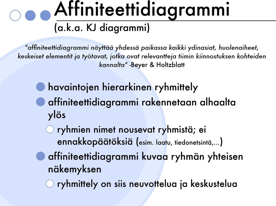 ja työtavat, jotka ovat relevantteja tiimin kiinnostuksen kohteiden kannalta" -Beyer & Holtzblatt havaintojen hierarkinen