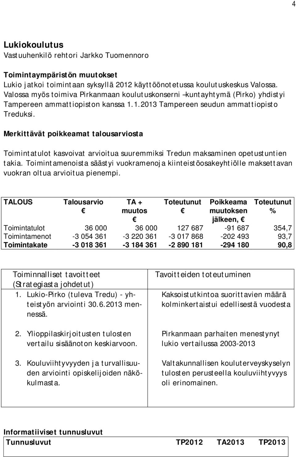 Toimintatulot kasvoivat arvioitua suuremmiksi Tredun maksaminen opetustuntien takia. Toimintamenoista säästyi vuokramenoja kiinteistöosakeyhtiölle maksettavan vuokran oltua arvioitua pienempi.