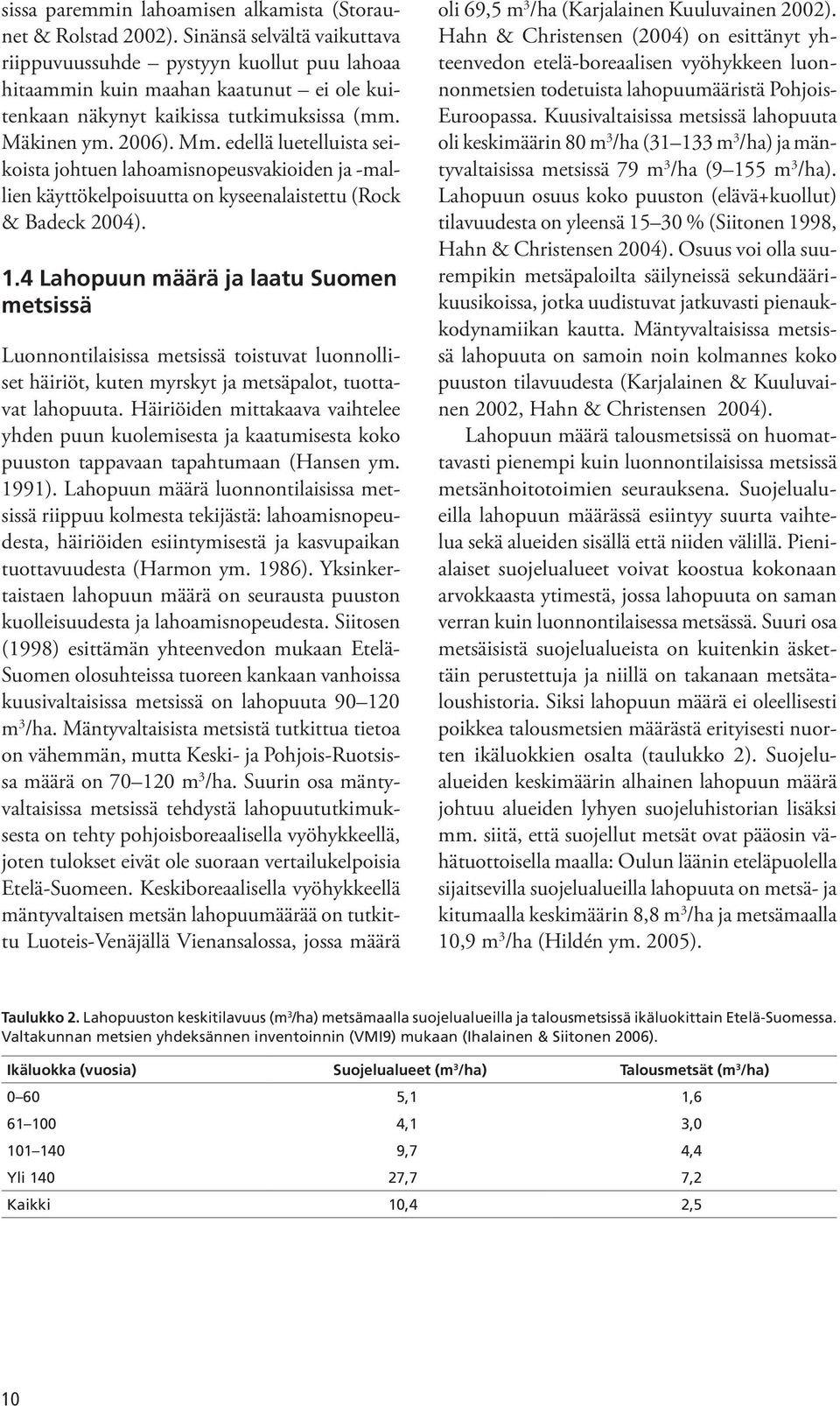 edellä luetelluista seikoista johtuen lahoamisnopeusvakioiden ja -mallien käyttökelpoisuutta on kyseenalaistettu (Rock & Badeck 2004). 1.