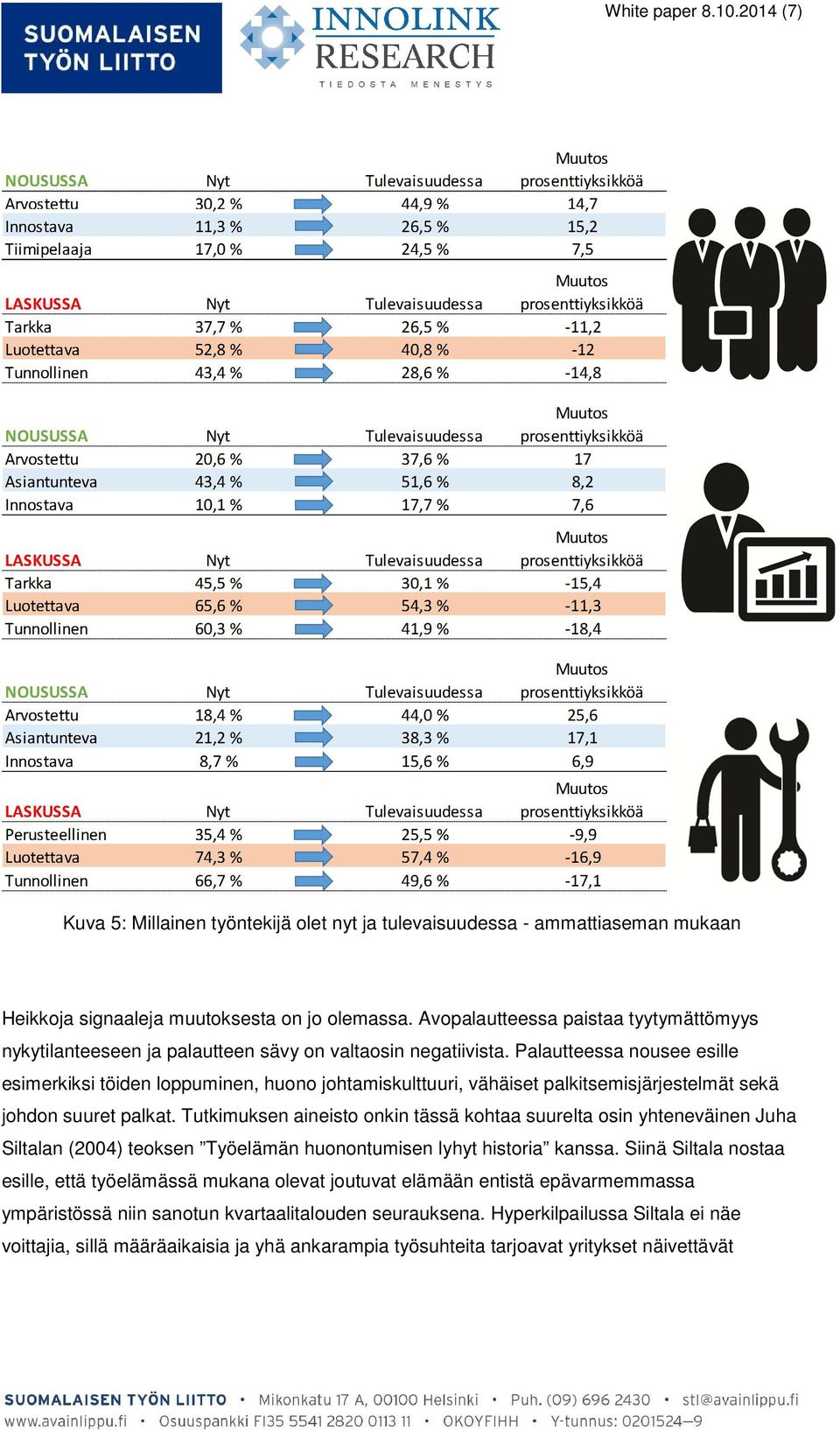 Palautteessa nousee esille esimerkiksi töiden loppuminen, huono johtamiskulttuuri, vähäiset palkitsemisjärjestelmät sekä johdon suuret palkat.