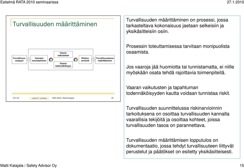 Vaaran vaikutusten ja tapahtuman todennäköisyyden kautta voidaan tunnistaa riskit.