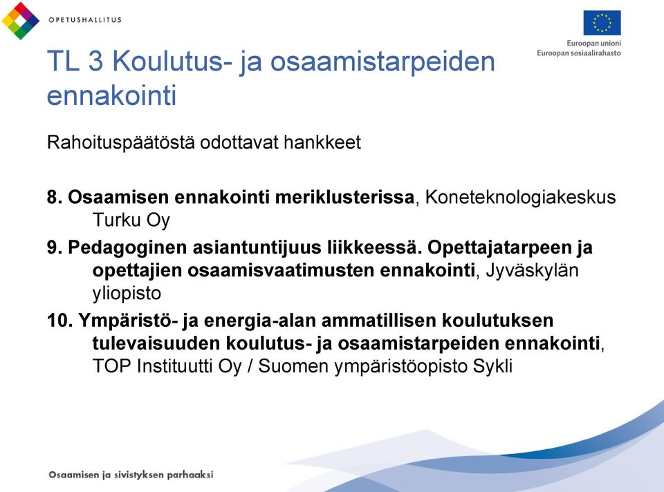 Opettajatarpeen ja opettajien osaamisvaatimusten ennakointi, Jyväskylän yliopisto 10.