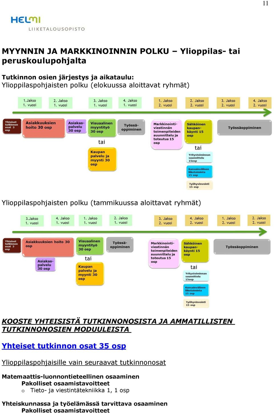 TUTKINNONOSIEN MODUULEISTA Yhteiset tutkinnon osat 35 osp Ylioppilaspohjaisille vain seuraavat tutkinnonosat Matemaattis-luonnontieteellinen