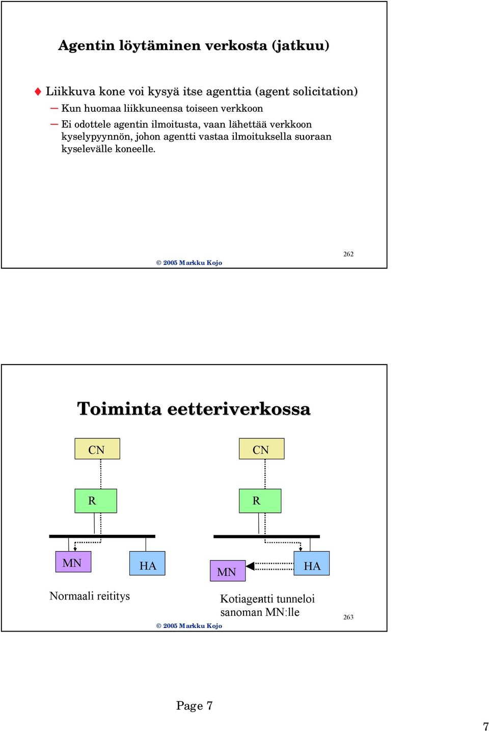 kyselypyynnön, n, johon agentti vastaa ilmoituksella suoraan kyselevälle lle koneelle.