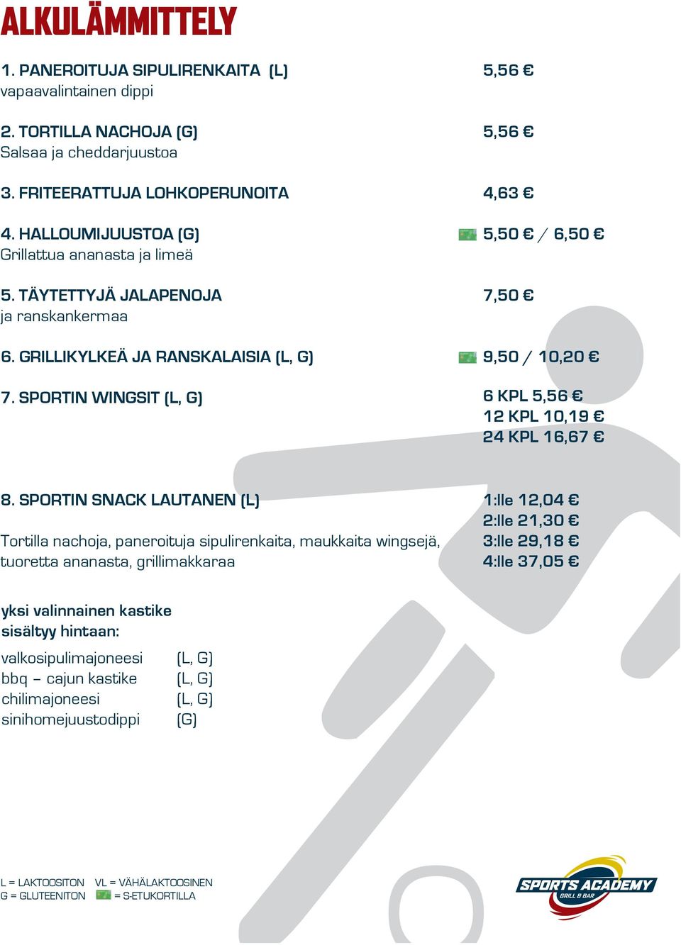 SPORTIN WINGSIT (L, G) 6 KPL 5,56 12 KPL 10,19 24 KPL 16,67 8.