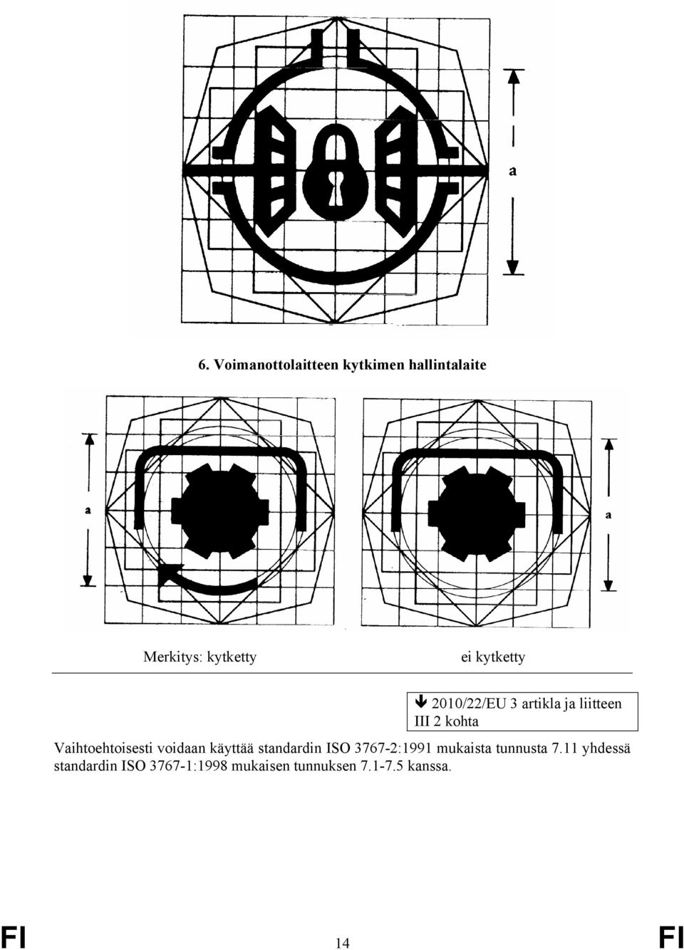 voidaan käyttää standardin ISO 3767-2:1991 mukaista tunnusta 7.