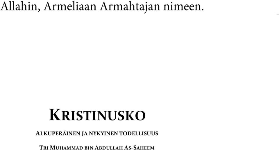 KRISTINUSKO ALKUPERÄINEN JA