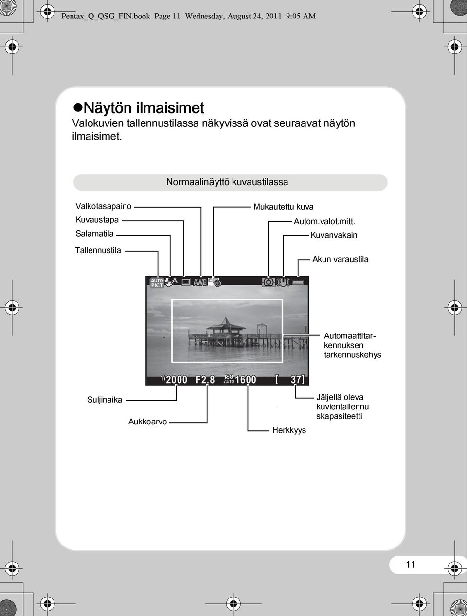 seuraavat näytön ilmaisimet.