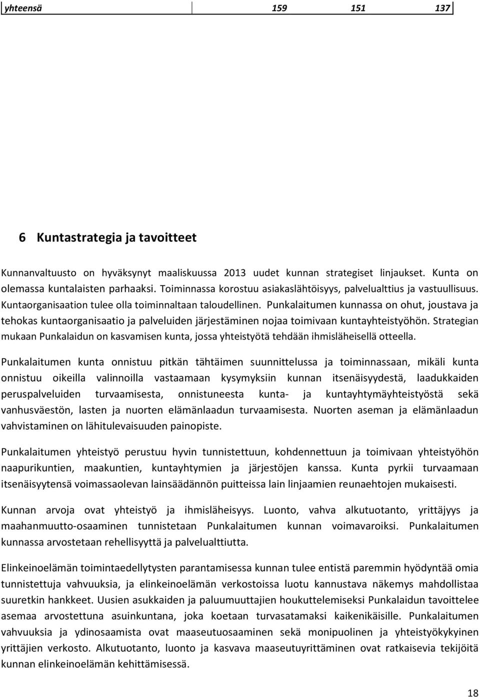 Punkalaitumen kunnassa on ohut, joustava ja tehokas kuntaorganisaatio ja palveluiden järjestäminen nojaa toimivaan kuntayhteistyöhön.