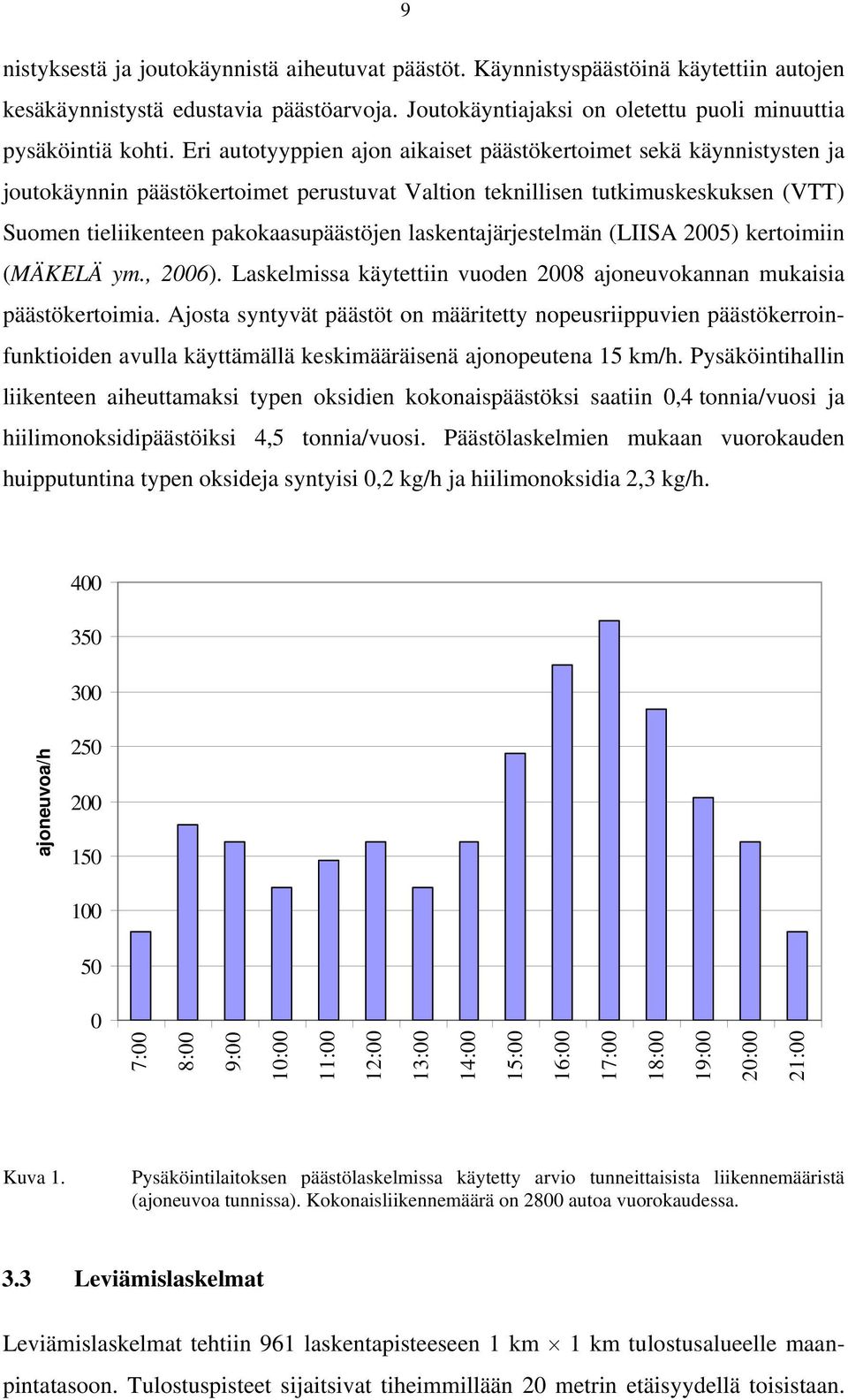 laskentajärjestelmän (LIISA 2005) kertoimiin (MÄKELÄ ym., 2006). Laskelmissa käytettiin vuoden 2008 ajoneuvokannan mukaisia päästökertoimia.