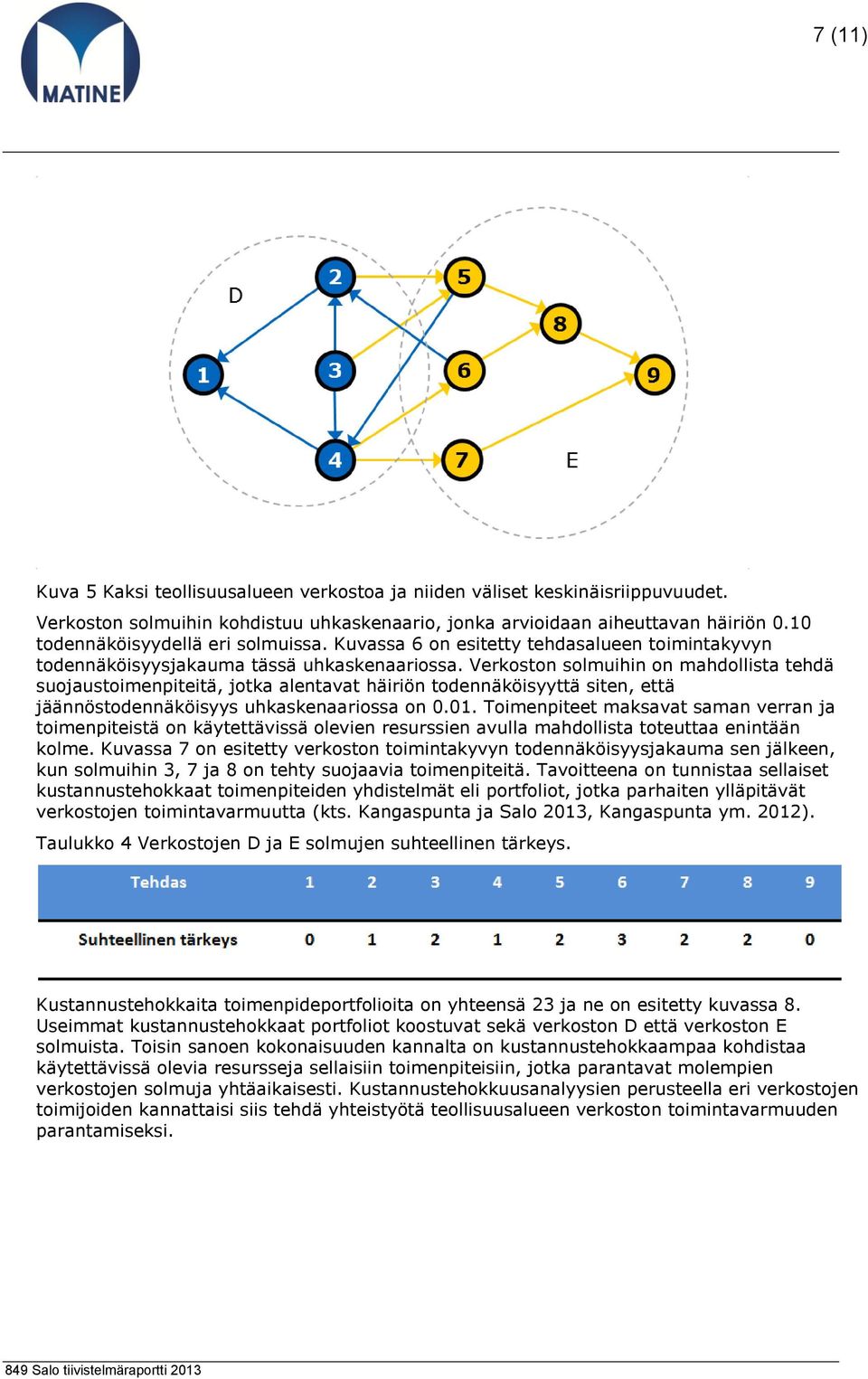 Verkoston solmuihin on mahdollista tehdä suojaustoimenpiteitä, jotka alentavat häiriön todennäköisyyttä siten, että jäännöstodennäköisyys uhkaskenaariossa on 0.01.