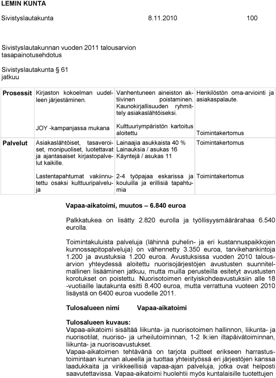 Palvelut JOY -kampanjassa mukana Asiakaslähtöiset, tasaveroiset, monipuoliset, luotettavat ja ajantasaiset kirjastopalvelut kaikille.