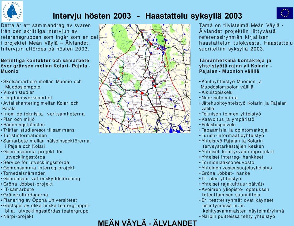 Haastattelu suoritettiin syksyllä 2003.