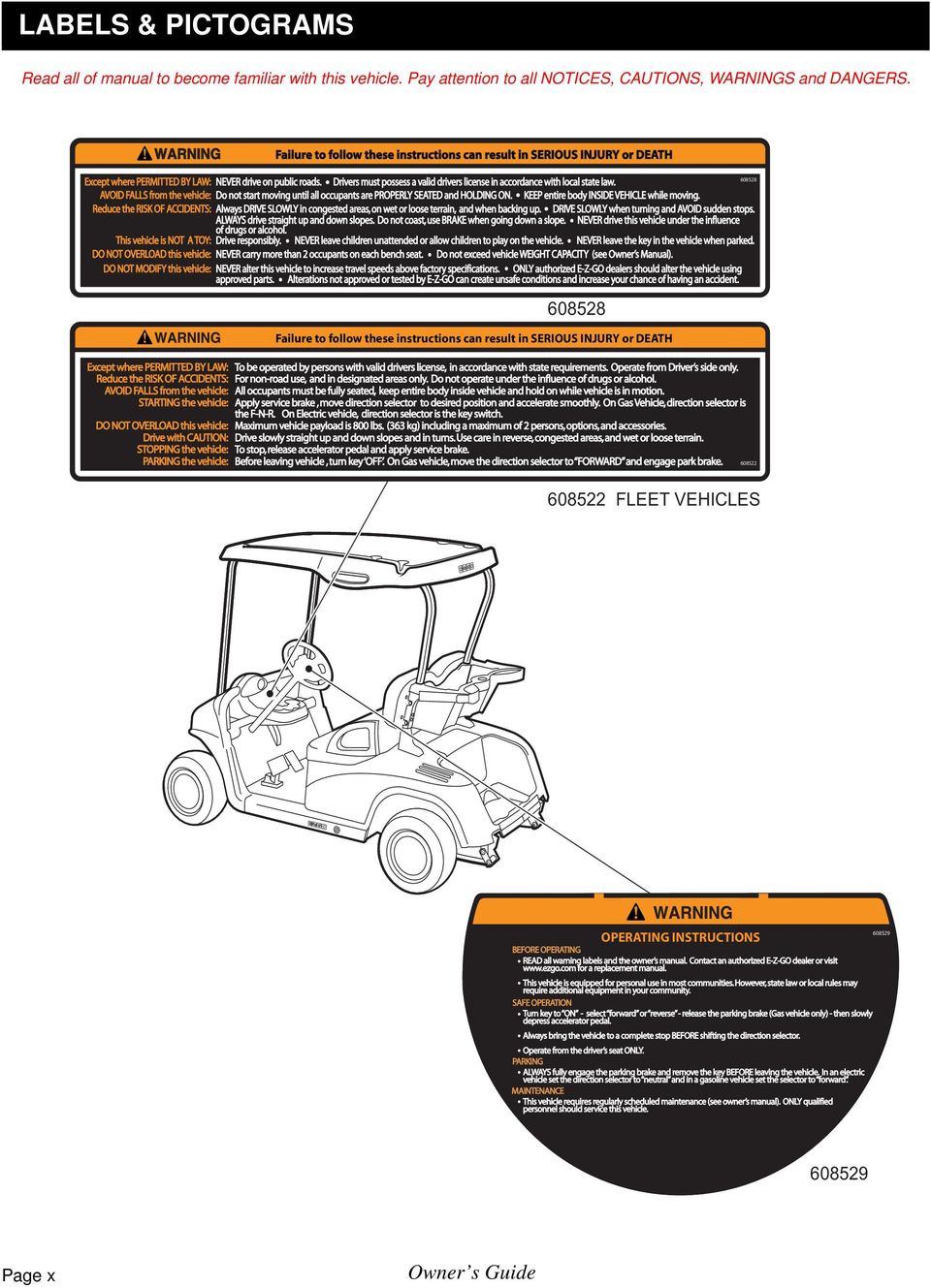 Drivers must possess a valid drivers license in accordance with local state law. 608528 AVOID FALLS from the vehicle: Do not start moving until all occupants are PROPERLY SEATED and HOLDING ON.