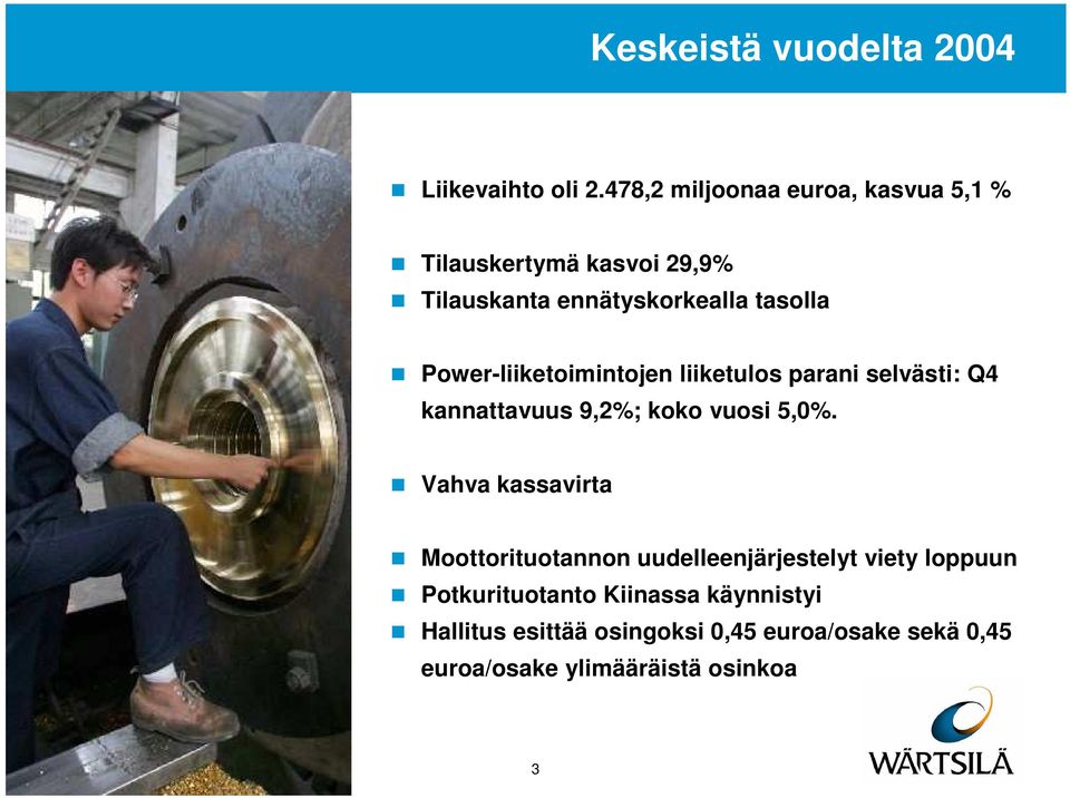 Power-liiketoimintojen liiketulos parani selvästi: Q4 kannattavuus 9,2%; koko vuosi 5,0%.