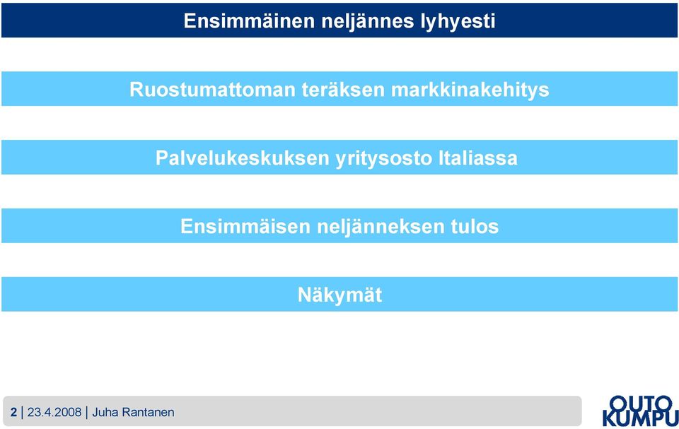 Palvelukeskuksen yritysosto Italiassa