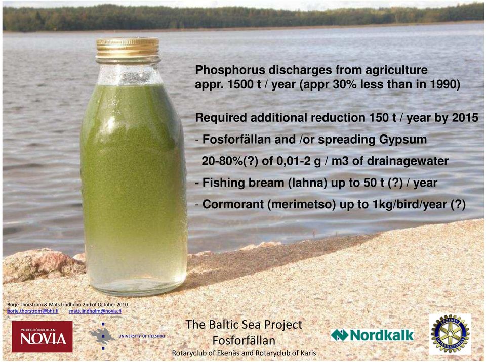year by 2015 - and /or spreading Gypsum 20-80%(?