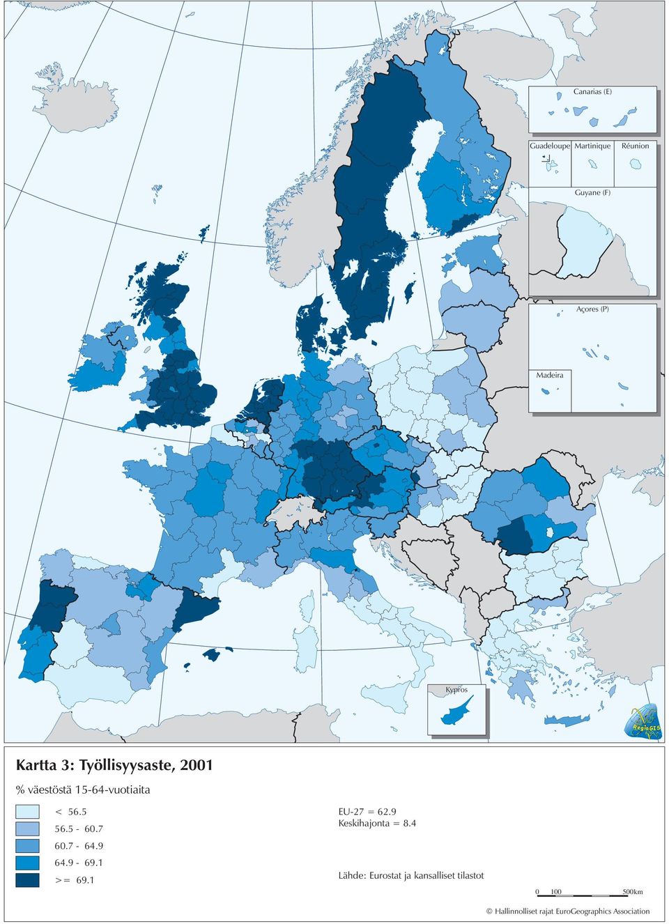 5 56.5-60.7 60.7-64.9 64.9-69.1 >= 69.1 EU-27 = 62.