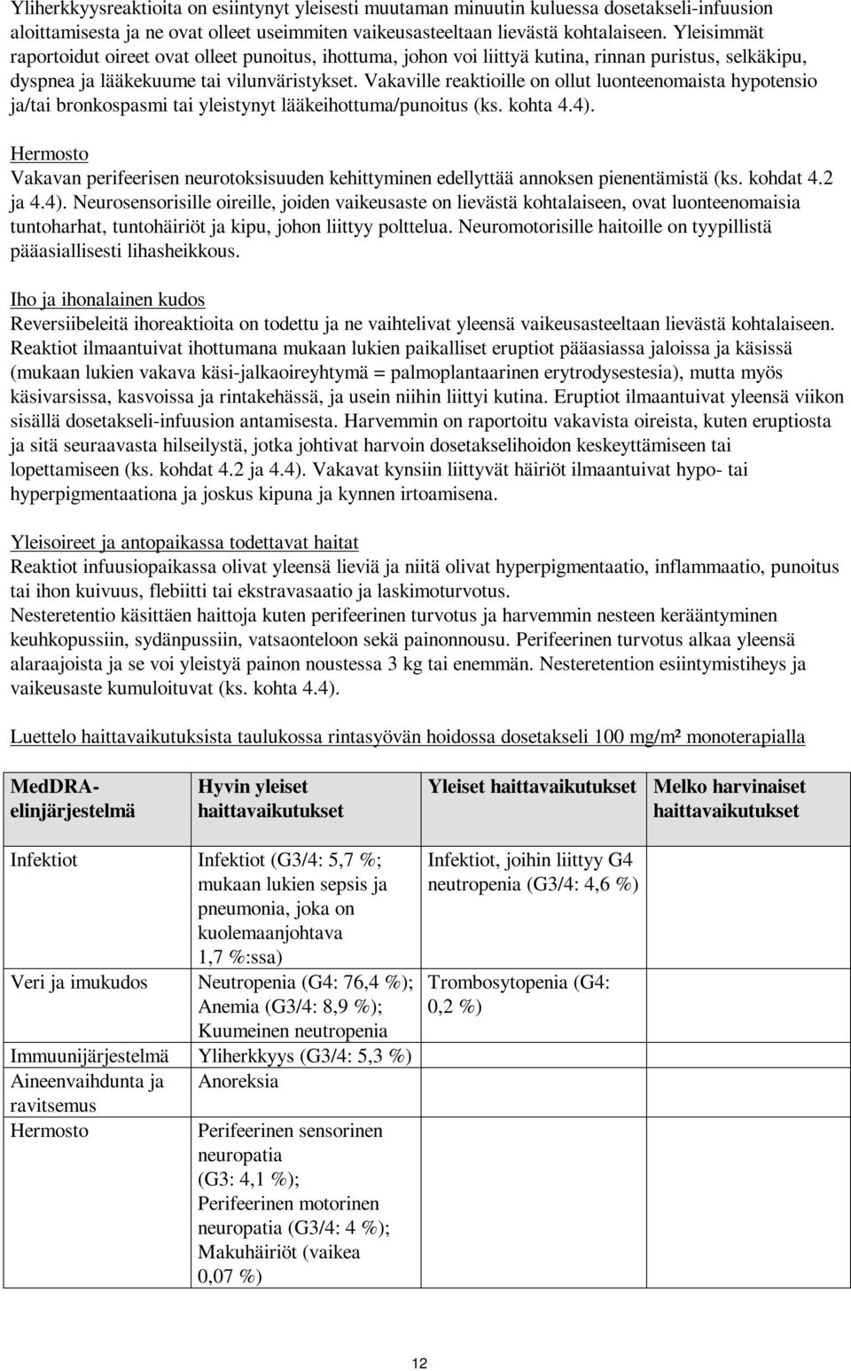 Vakaville reaktioille on ollut luonteenomaista hypotensio ja/tai bronkospasmi tai yleistynyt lääkeihottuma/punoitus (ks. kohta 4.4).