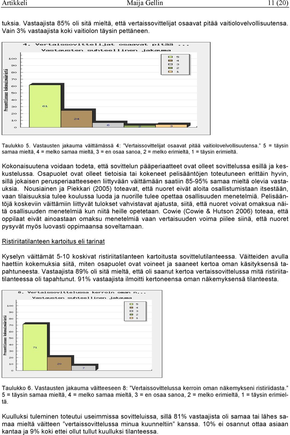 5 = täysin samaa mieltä, 4 = melko samaa mieltä, 3 = en osaa sanoa, 2 = melko erimieltä, 1 = täysin erimieltä.