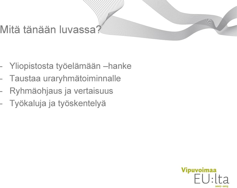 Taustaa uraryhmätoiminnalle -