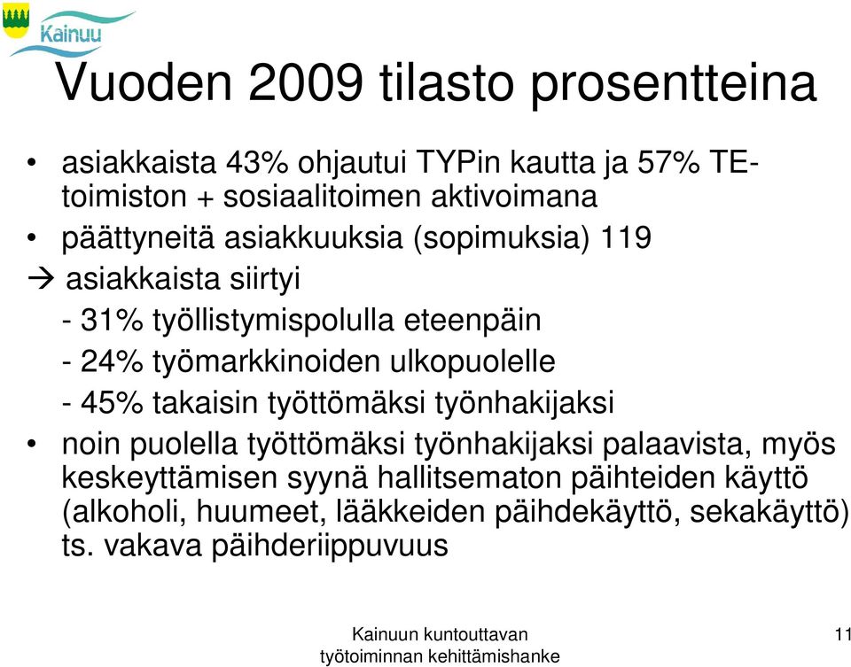 ulkopuolelle - 45% takaisin työttömäksi työnhakijaksi noin puolella työttömäksi työnhakijaksi palaavista, myös