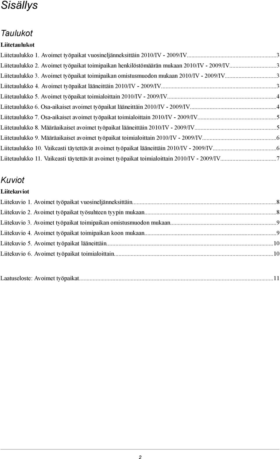 Liitetaulukko 6 Osa-aikaiset avoimet työpaikat lääneittäin 21/IV - 9/IV4 Liitetaulukko 7 Osa-aikaiset avoimet työpaikat toimialoittain 21/IV - 9/IV5 Liitetaulukko 8 Määräaikaiset avoimet työpaikat