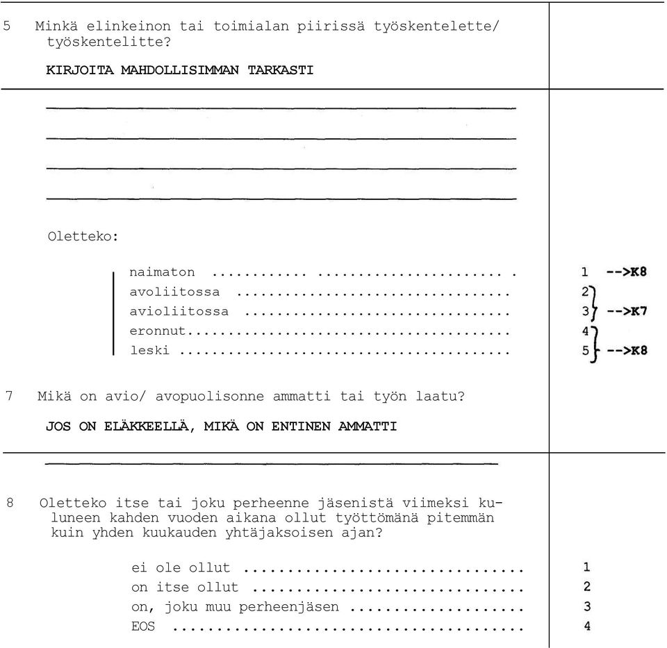 .. 7 Mikä on avio/ avopuolisonne ammatti tai työn laatu?