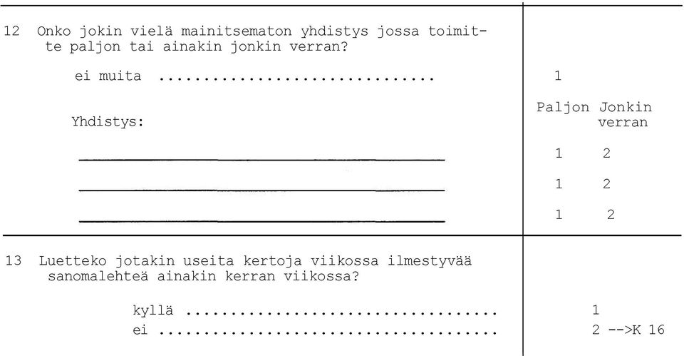 .. Yhdistys: Paljon Jonkin verran Luetteko jotakin useita