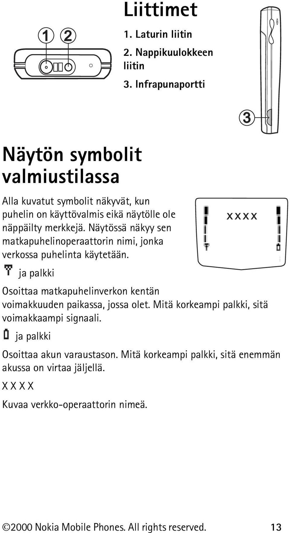 Näytössä näkyy sen matkapuhelinoperaattorin nimi, jonka verkossa puhelinta käytetään.