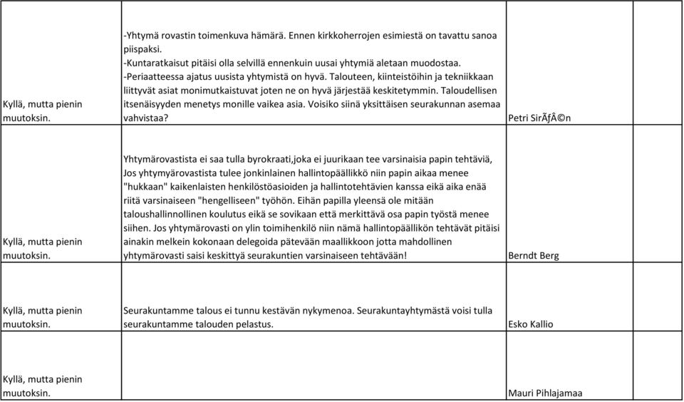 Taloudellisen itsenäisyyden menetys monille vaikea asia. Voisiko siinä yksittäisen seurakunnan asemaa vahvistaa?