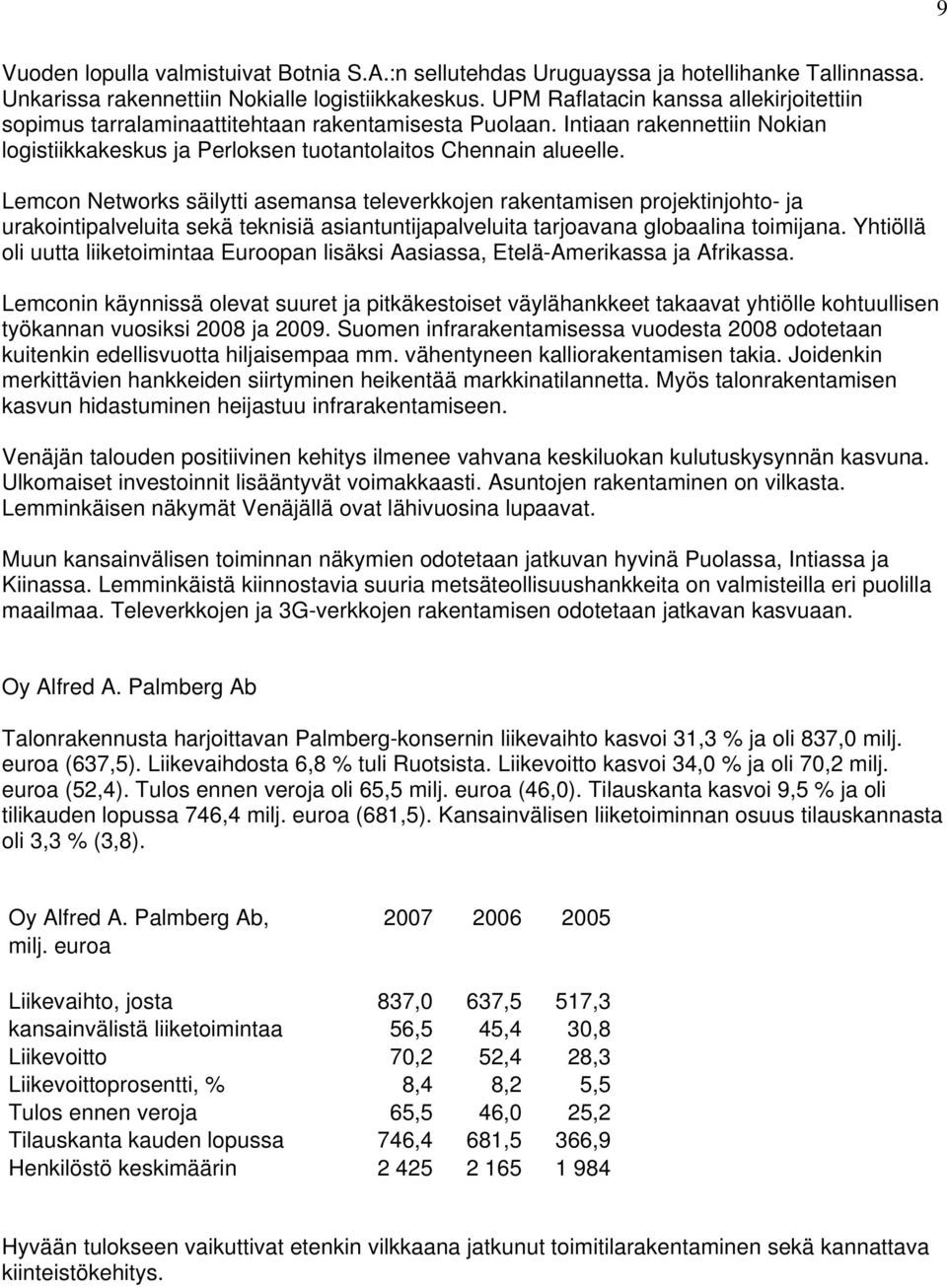 Lemcon Networks säilytti asemansa televerkkojen rakentamisen projektinjohto- ja urakointipalveluita sekä teknisiä asiantuntijapalveluita tarjoavana globaalina toimijana.