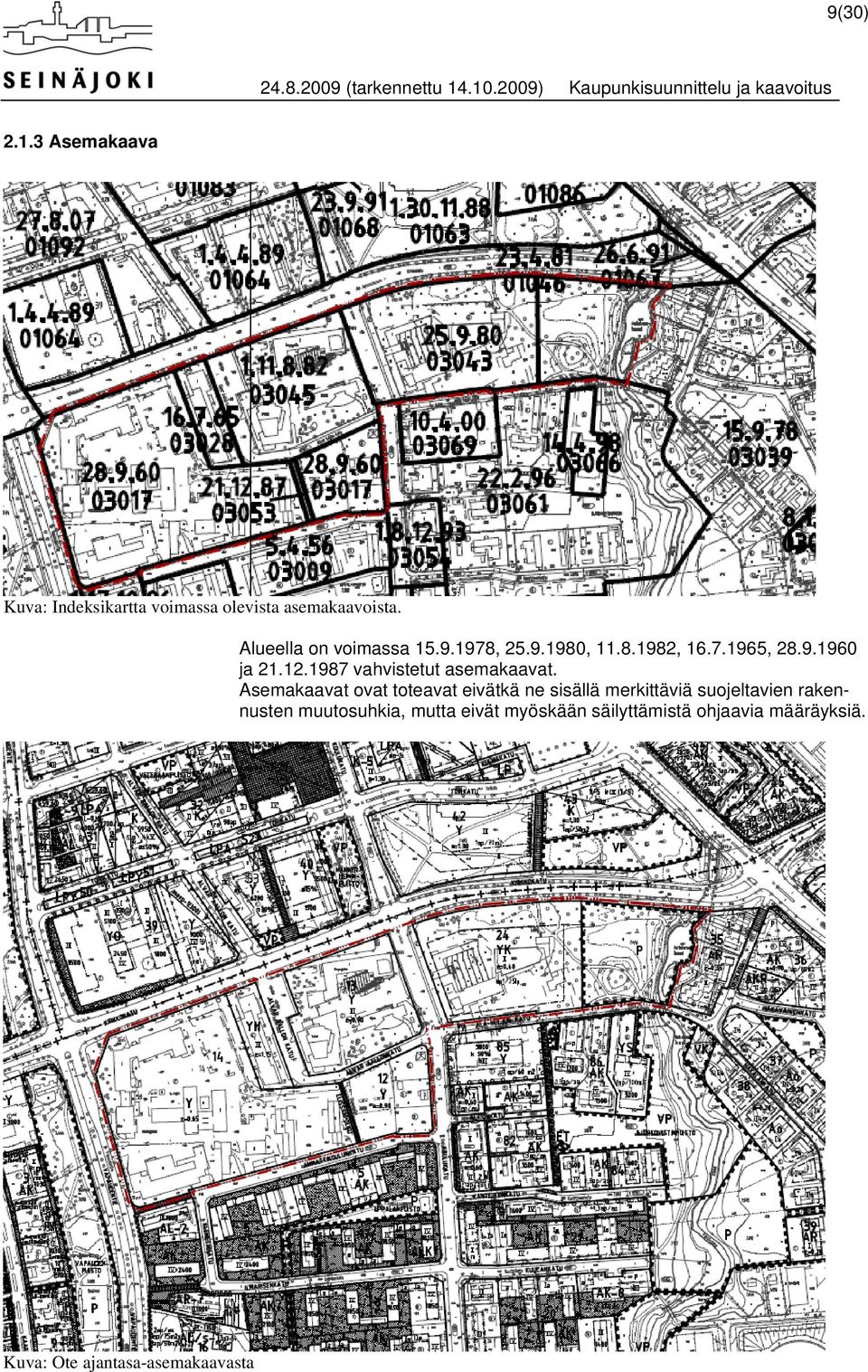 1987 vahvistetut asemakaavat.