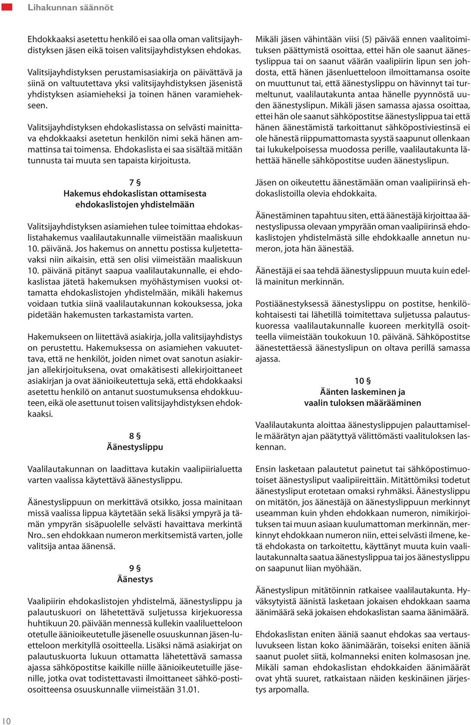 Valitsijayhdistyksen ehdokaslistassa on selvästi mainittava ehdokkaaksi asetetun henkilön nimi sekä hänen ammattinsa tai toimensa.