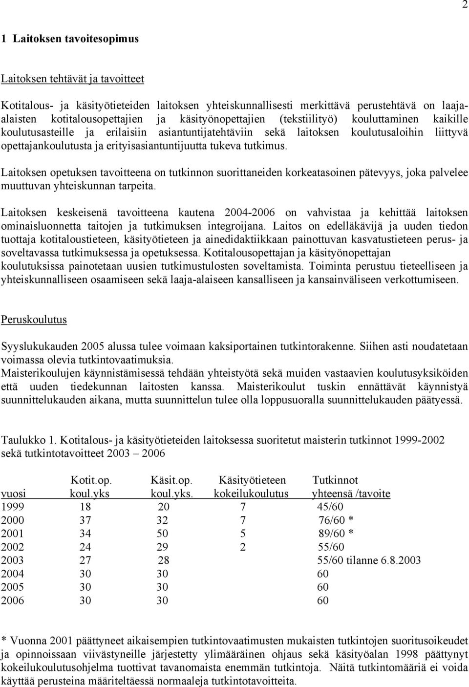 tukeva tutkimus. Laitoksen opetuksen tavoitteena on tutkinnon suorittaneiden korkeatasoinen pätevyys, joka palvelee muuttuvan yhteiskunnan tarpeita.