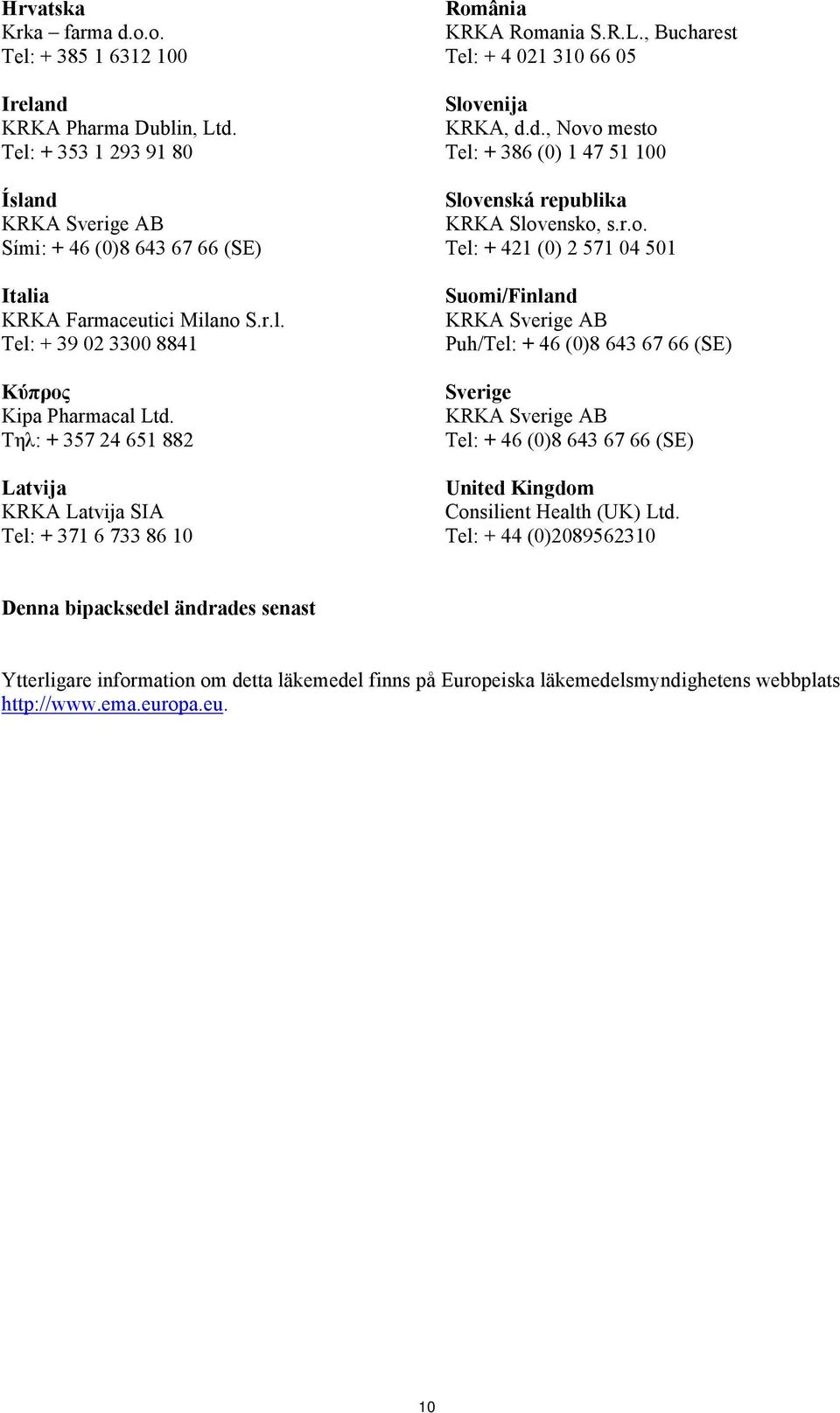 r.o. Tel: + 421 (0) 2 571 04 501 Suomi/Finland Puh/Tel: + 46 (0)8 643 67 66 (SE) Sverige Tel: + 46 (0)8 643 67 66 (SE) United Kingdom Consilient Health (UK) Ltd.