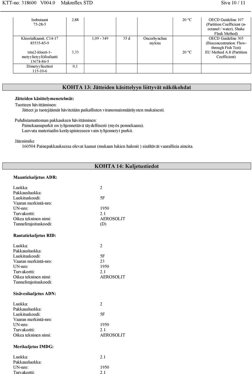 (Bioconcentration: Flowthrough Fish Test) 3,33 20 C EU Method A.