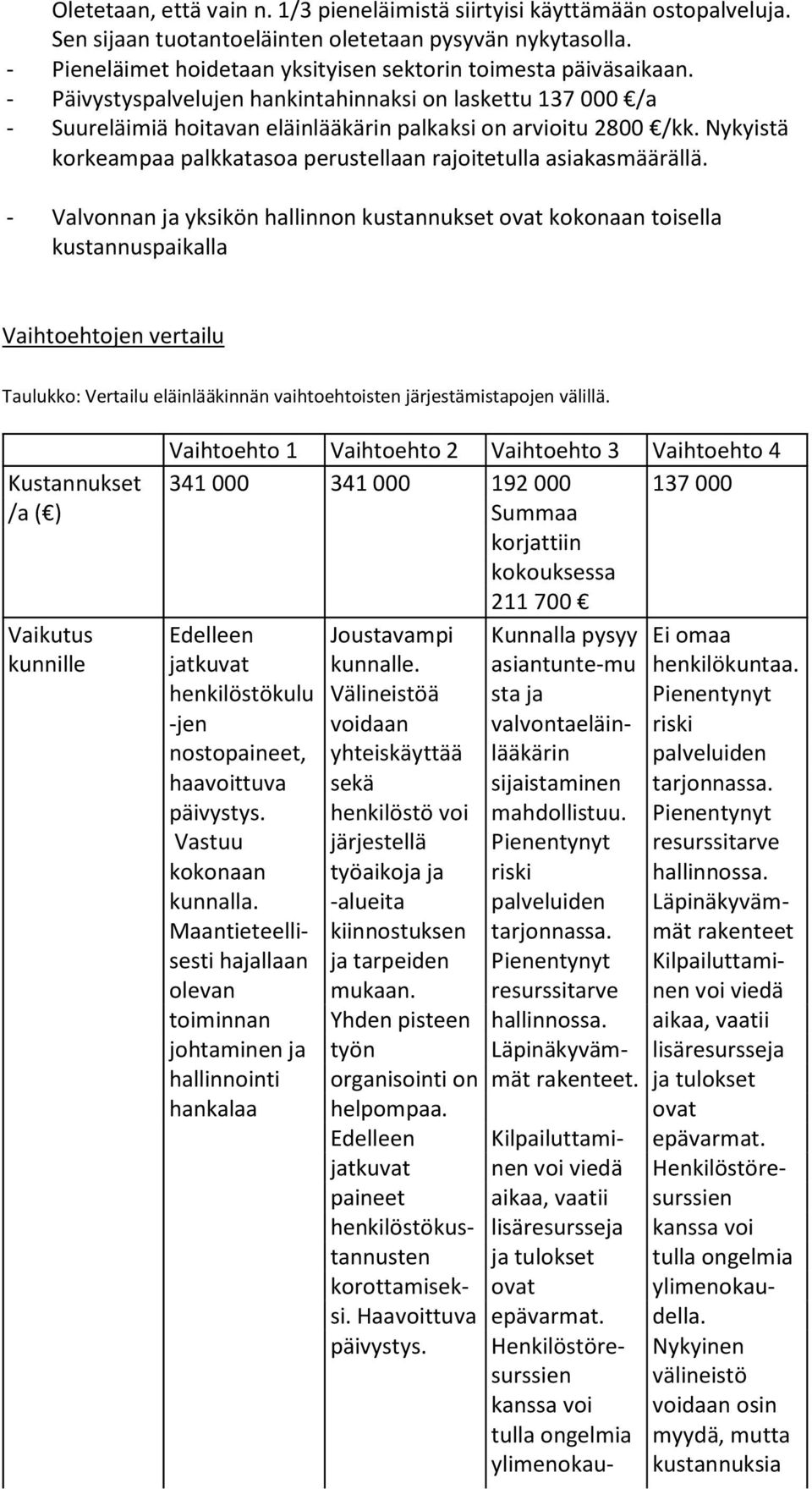 Nykyistä korkeampaa palkkatasoa perustellaan rajoitetulla asiakasmäärällä.