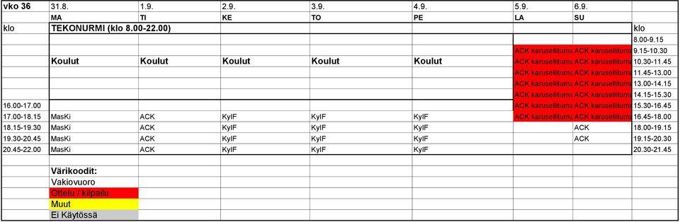 45 ACK karuselliturnaus ACK karuselliturnaus 11.45-13.00 ACK karuselliturnaus ACK karuselliturnaus 13.00-14.