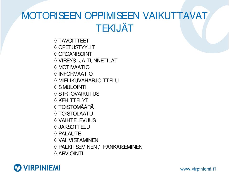 MIELIKUVAHARJOITTELU SIMULOINTI SIIRTOVAIKUTUS KEHITTELYT TOISTOMÄÄRÄ