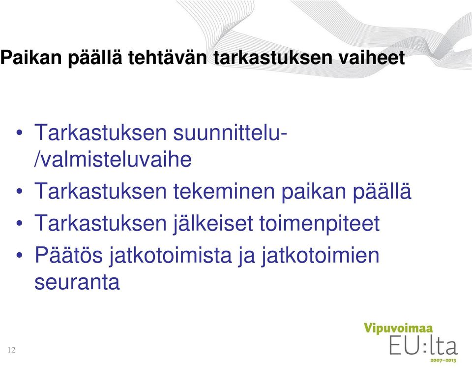 Tarkastuksen tekeminen paikan päällä Tarkastuksen