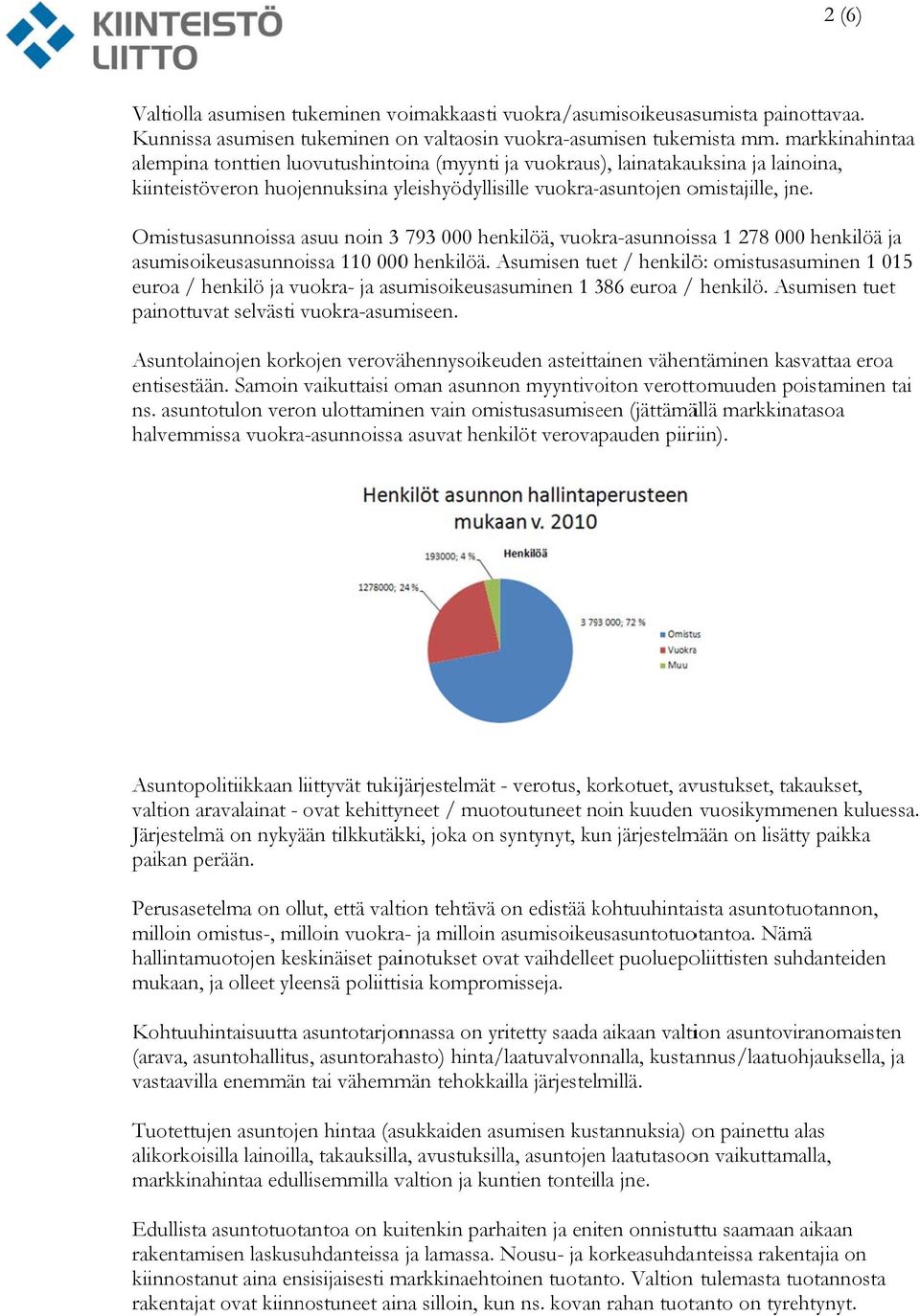 henkilöä ja asumisoikeusasunnoissa 110 0000 henkilöä. Asumisen tuet / henkilö: omistusasuminen 1 015 euroa / henkilö ja vuokra- ja asumisoikeusasuminen 1 3863 euroa / henkilö.