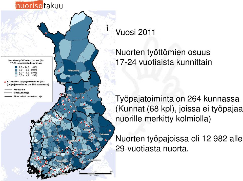 kpl), joissa ei työpajaa nuorille merkitty kolmiolla)