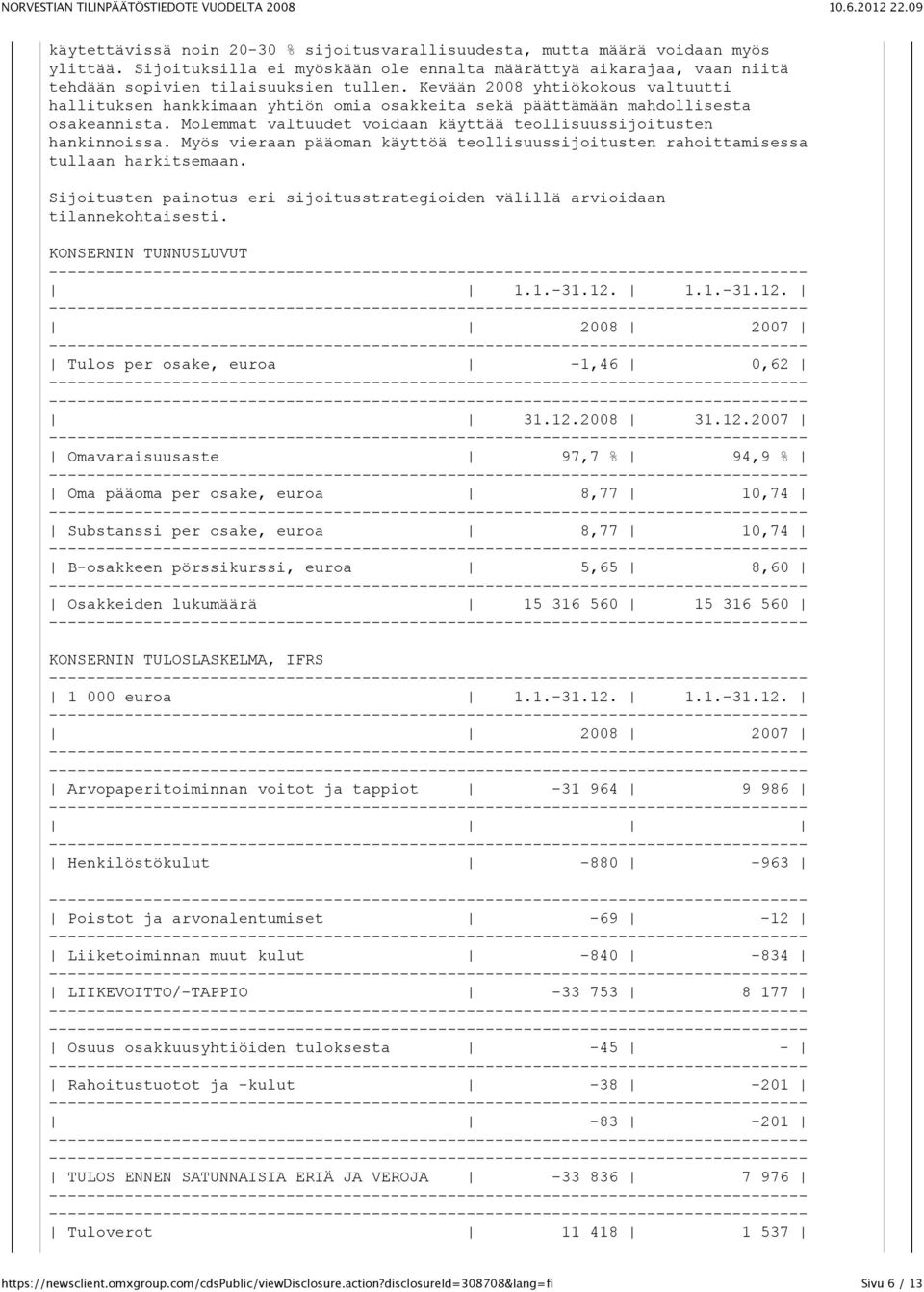 Myös vieraan pääoman käyttöä teollisuussijoitusten rahoittamisessa tullaan harkitsemaan. Sijoitusten painotus eri sijoitusstrategioiden välillä arvioidaan tilannekohtaisesti. KONSERNIN TUNNUSLUVUT 1.