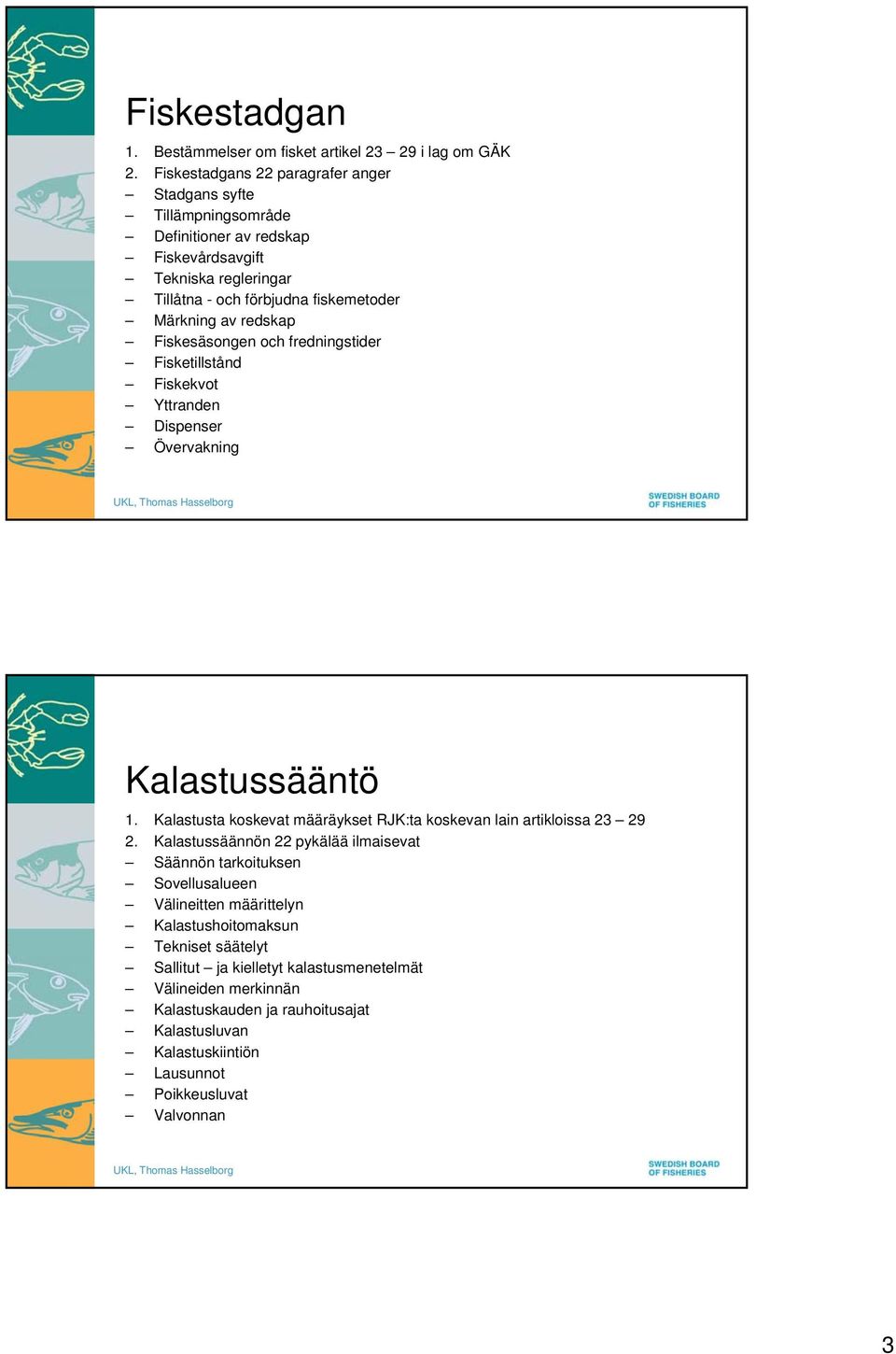 redskap Fiskesäsongen och fredningstider Fisketillstånd Fiskekvot Yttranden Dispenser Övervakning Kalastussääntö 1.