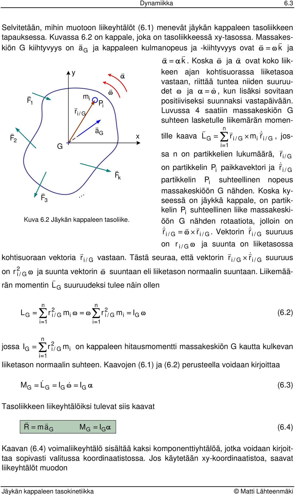 Kosa ja α oa oo liiee aja ohisuorassa liieasoa y α asaa, riiää uea iide suuruude ja α = &, u lisäsi soiaa F m i posiiiisesi suuasi asapäiää.