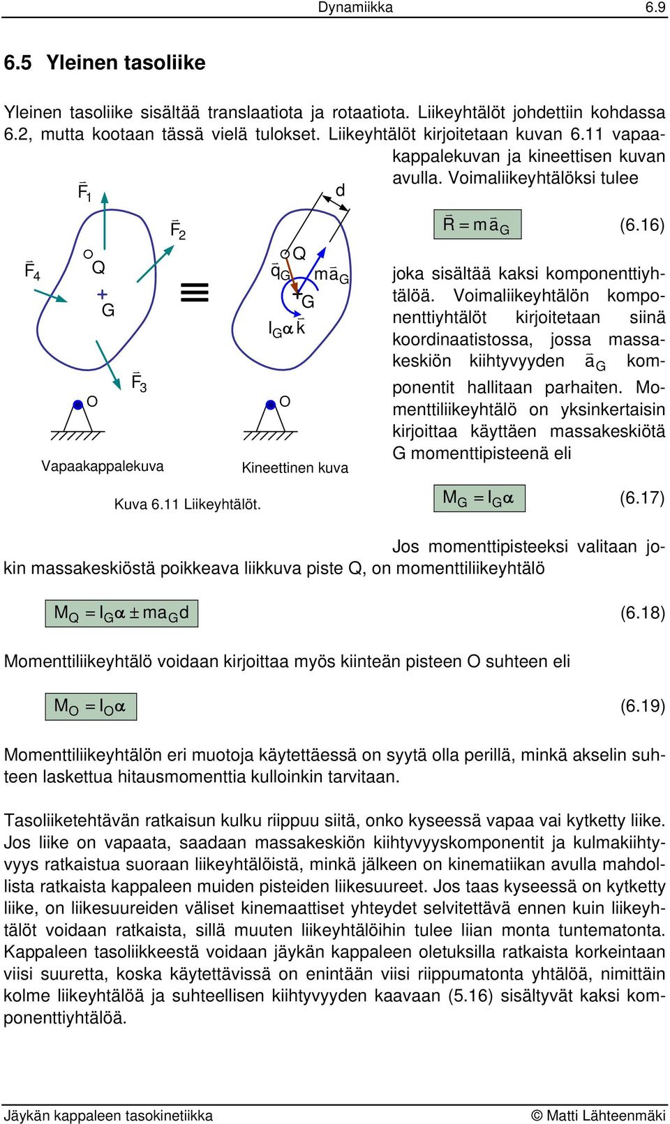 Voimaliieyhälö ompoeiyhälö irjoieaa siiä oordiaaisossa, jossa massaesiö iihyyyde a ompoei halliaa parhaie. omeiliieyhälö o ysieraisi irjoiaa äyäe massaesiöä momeipiseeä eli = I α (6.