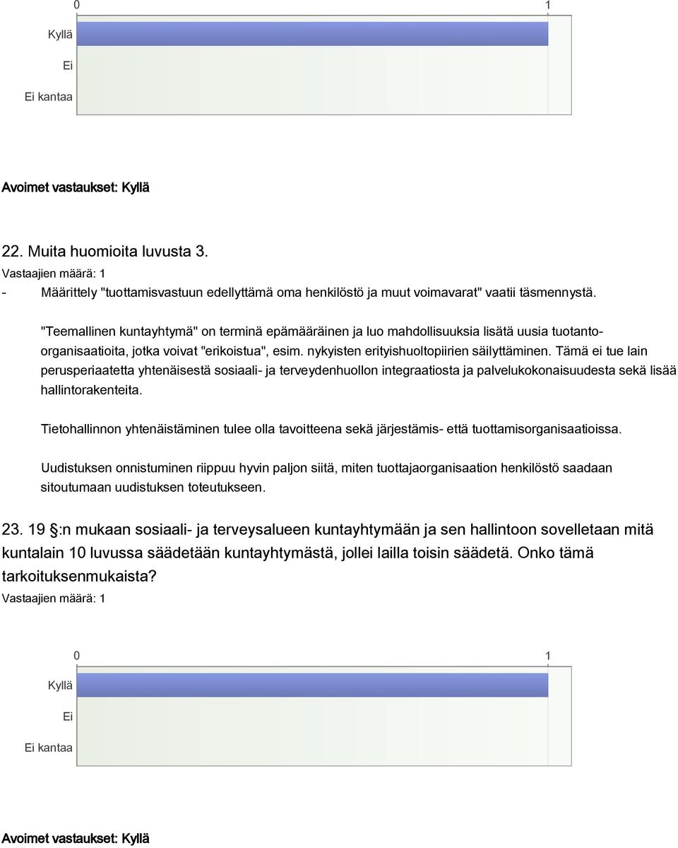 Tämä ei tue lain perusperiaatetta yhtenäisestä sosiaali- ja terveydenhuollon integraatiosta ja palvelukokonaisuudesta sekä lisää hallintorakenteita.